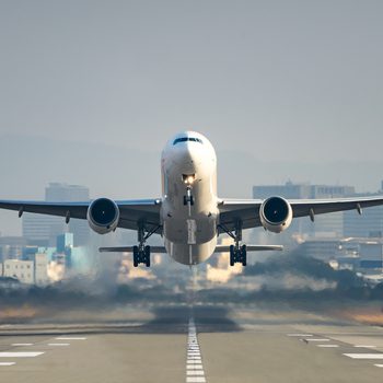 Airplane taking off from the airport.