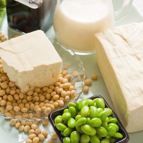 Soy Bean Food and Drink Products Photograph with Several Elements